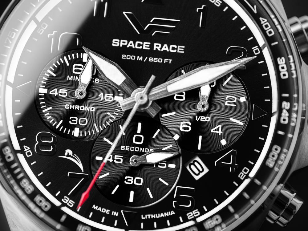 Reloj de Cuarzo Vostok Europe Space Race, Negro, 46.5 mm, Crono, 6S20-325A741
