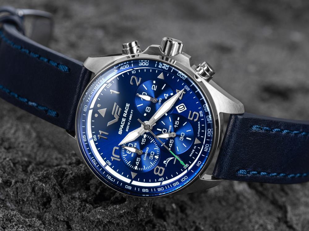 Reloj de Cuarzo Vostok Europe Space Race, Azul, 46.5 mm, Crono, 6S20-325A742