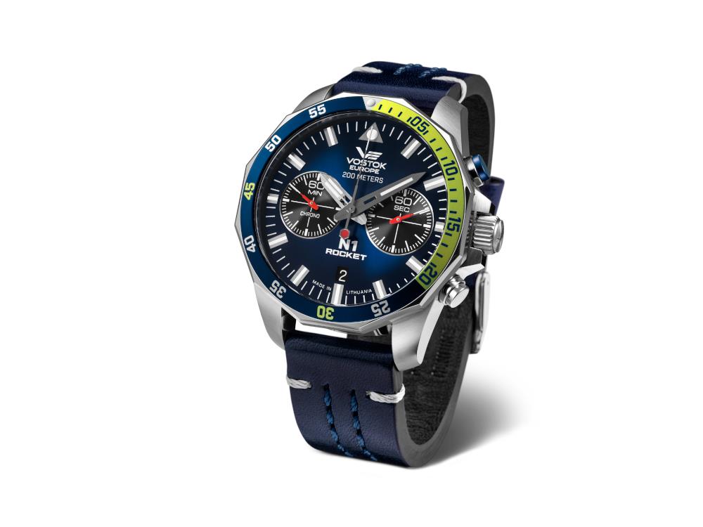 Reloj de Cuarzo Vostok Europe Rocket N-1, Azul, 46 mm, Cronógrafo, 6S21-225A708