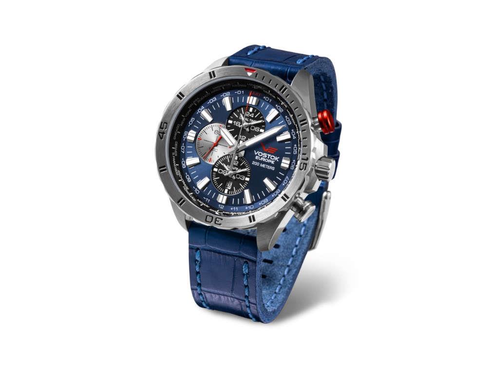 Reloj de Cuarzo Vostok Europe Almaz World Timer, Azul, 47 mm, YM26-320A652-L-BL