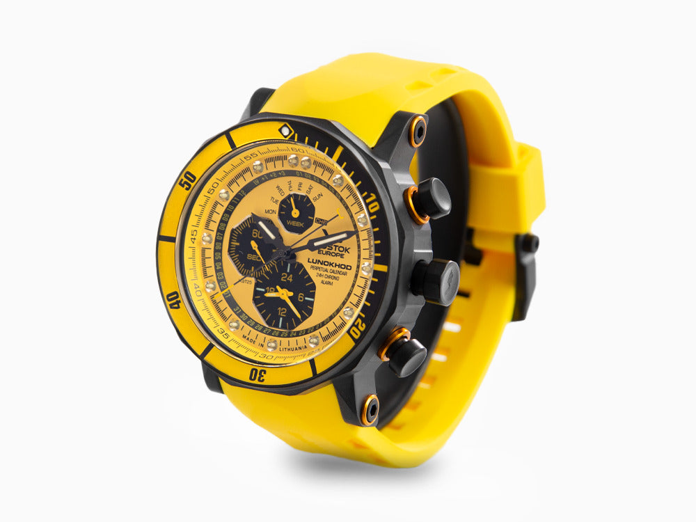 Reloj de Cuarzo Vostok Europe Lunokhod-2, Amarillo, 49 mm, Crono, YM86-620C504
