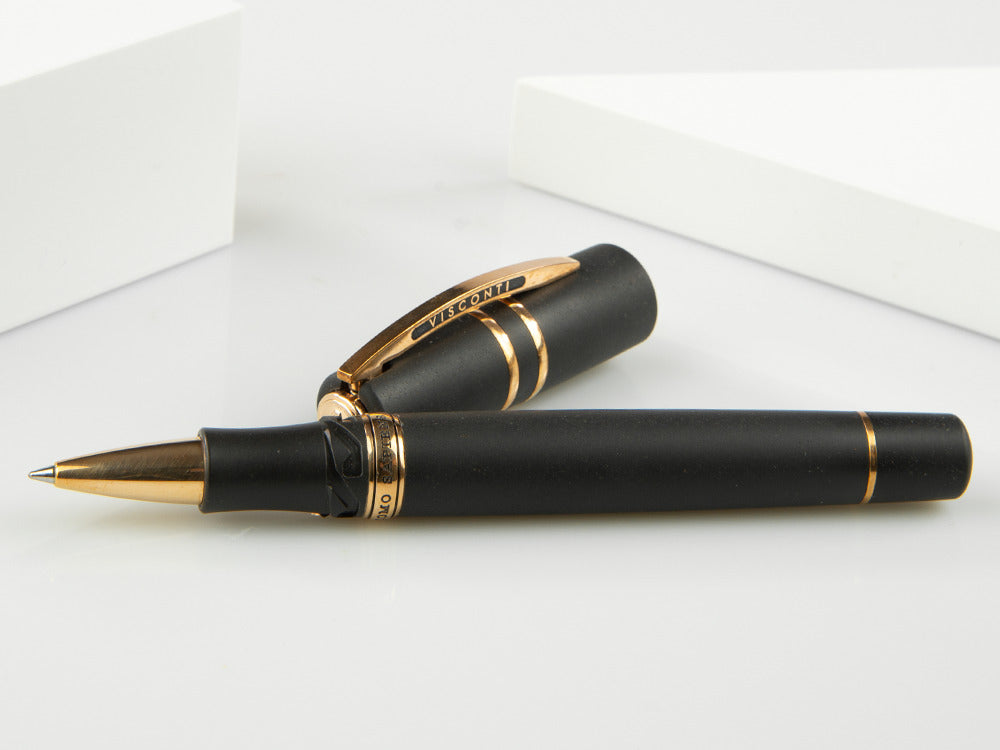 Roller Visconti Homo Sapiens Basaltic Lava, Adornos en Bronce, Over, KP15-03-RB