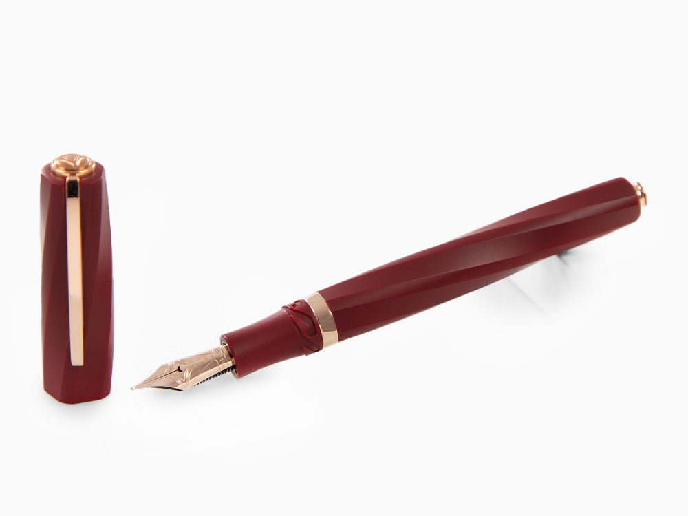 Pluma Estilográfica Visconti Divina Bordeaux Matte, Oro rosa, KP18-14-FP