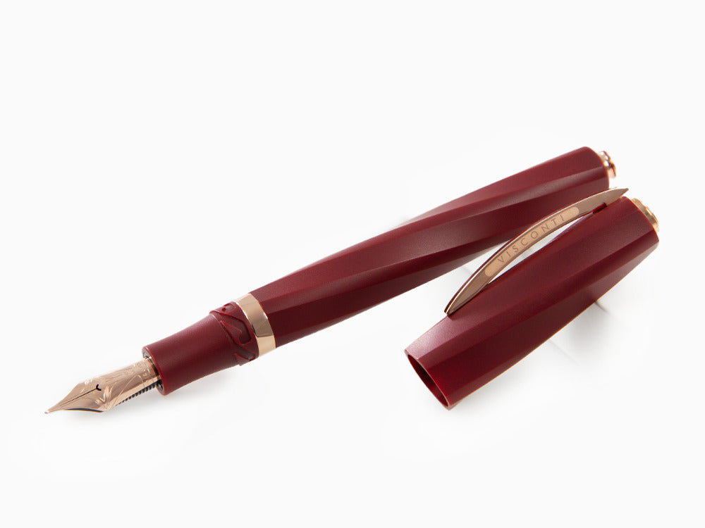 Pluma Estilográfica Visconti Divina Bordeaux Matte, Oro rosa, KP18-14-FP