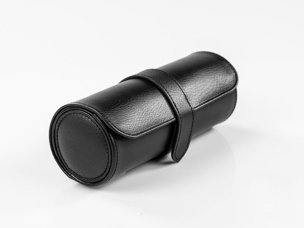 Estuche de relojes WOLF Blake, 3 relojes, Negro, Piel, 305002