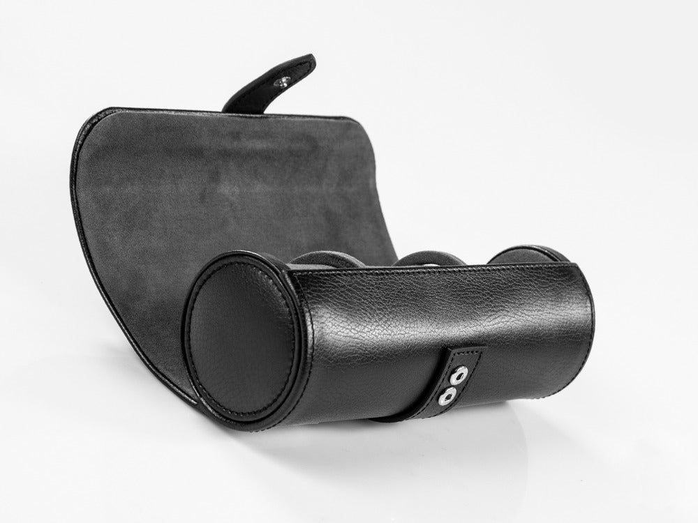 Estuche de relojes WOLF Blake, 3 relojes, Negro, Piel, 305002