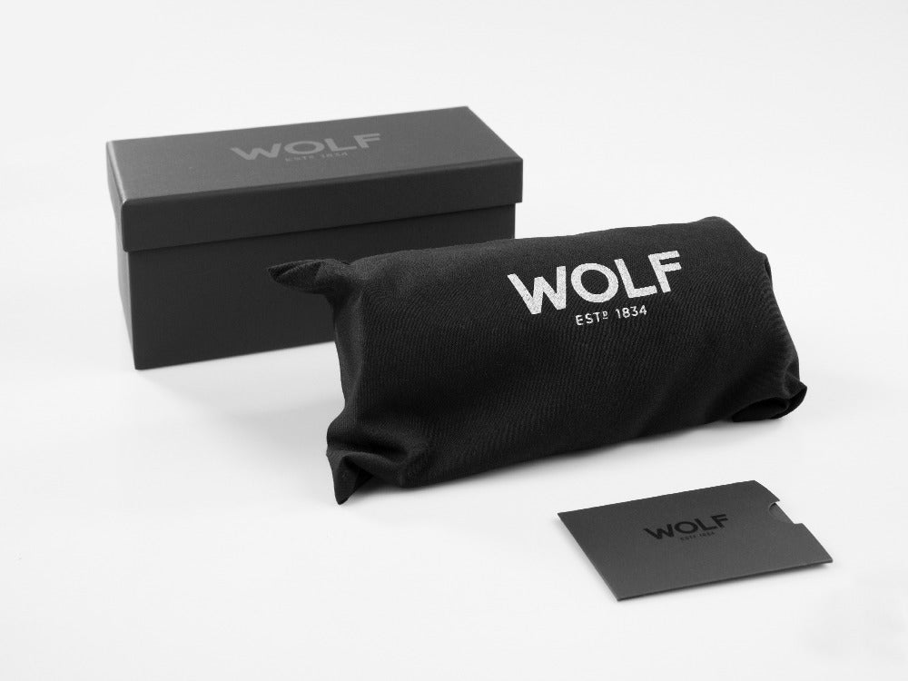 Estuche de relojes WOLF Blake, 3 relojes, Negro, Piel, 305002