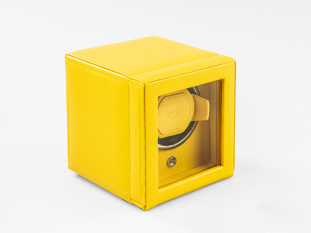 Rotor de relojes WOLF Cub, 1 Reloj, Amarillo, Piel Vegana, 461192