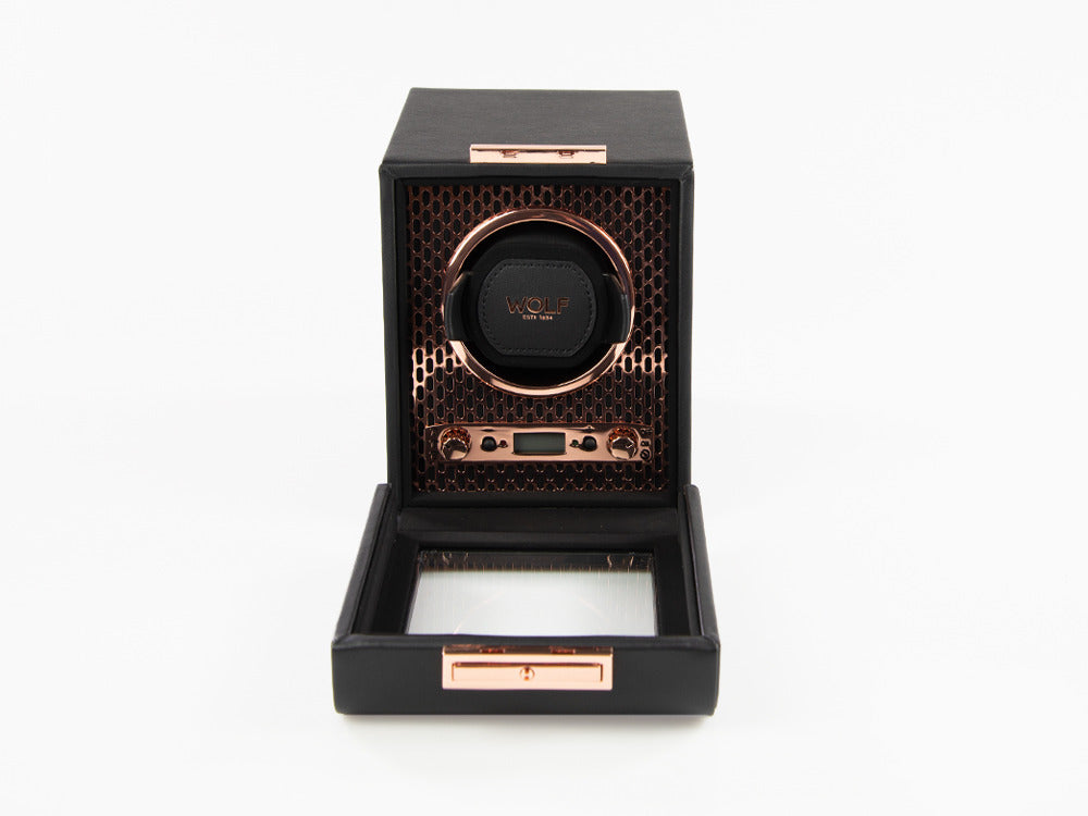 Rotor de relojes, WOLF, Negro, 1 Reloj, Piel Vegana, 469116