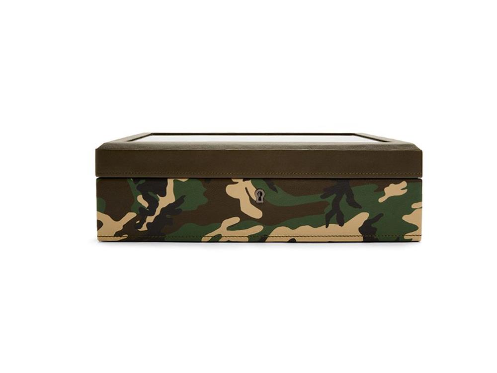 Caja de relojes WOLF Elements Earth, 10 Relojes, Verde, Piel Vegana, 665430