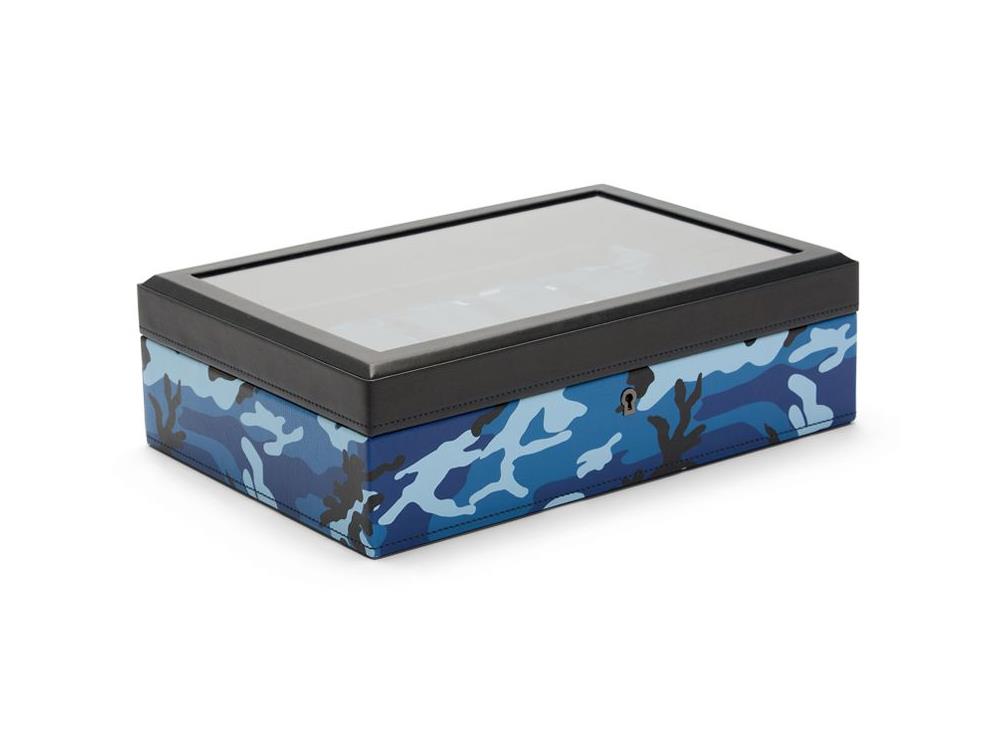 Caja de relojes WOLF Elements Water, 10 Relojes, Azul, Piel Vegana, 665471