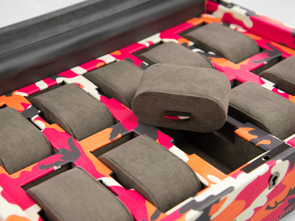 Caja de relojes WOLF Elements Fire, 10 Relojes, Rojo, Piel Vegana, 665472