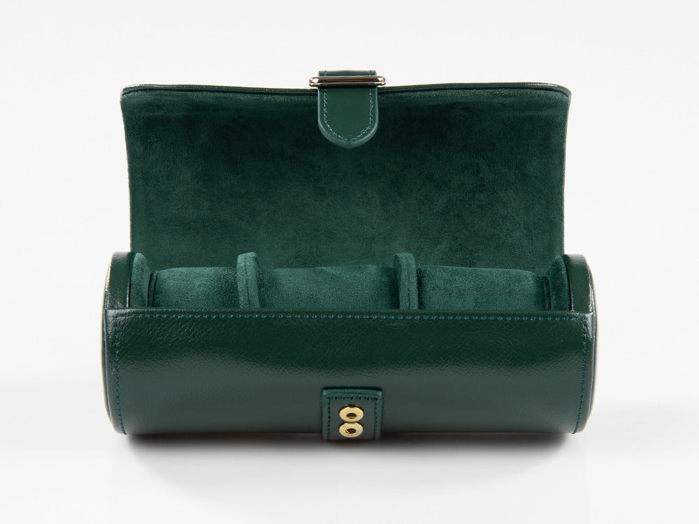 Estuche de relojes WOLF British Racing, 3 relojes, Verde, Piel, 792941