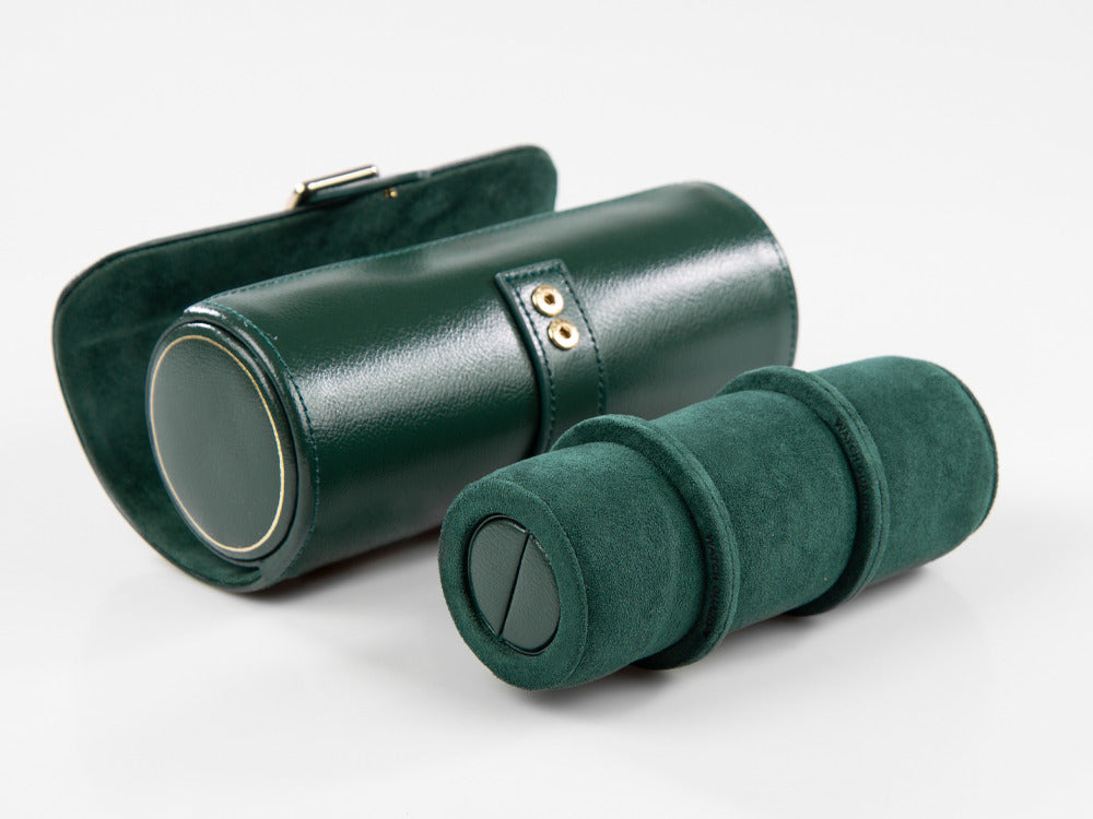 Estuche de relojes WOLF British Racing, 3 relojes, Verde, Piel, 792941