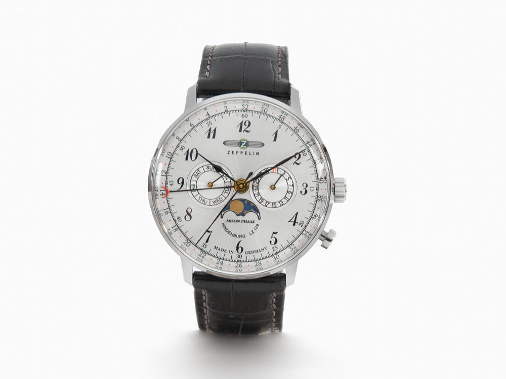 Reloj de Cuarzo Zeppelin LZ 129 Hindenburg Moonphase, Plata, 40 mm, 7036-1