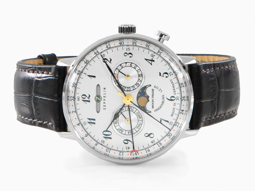 Reloj de Cuarzo Zeppelin LZ 129 Hindenburg Moonphase, Plata, 40 mm, 7036-1