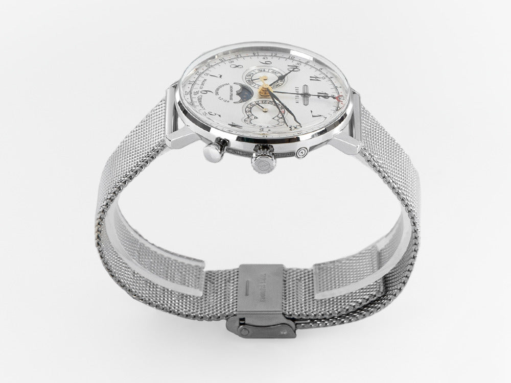 Reloj de Cuarzo Zeppelin LZ 129 Hindenburg Moonphase, 40 mm, Plata, 7036M-1