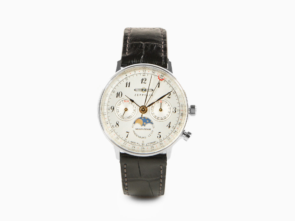 Reloj de Cuarzo Zeppelin LZ 129 Hindenburg Moonphase Lady, Plata, 36 mm, 7037-1