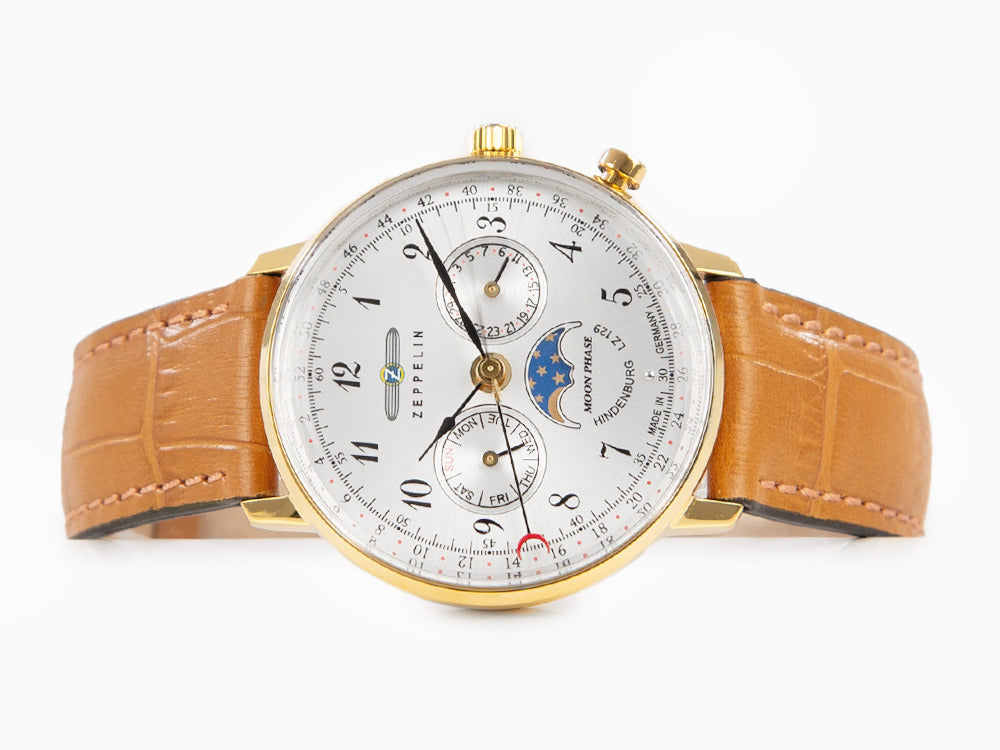 Reloj de Cuarzo Zeppelin LZ 129 Hindenburg Moonphase Lady, PVD Oro, 36mm, 7039-1
