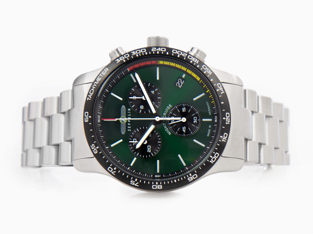 Reloj de Cuarzo Zeppelin Night Cruise, Verde, 42 mm, Cronógrafo, Día, 7288M-4