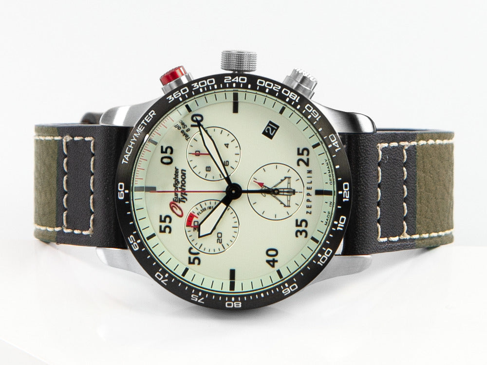 Reloj de Cuarzo Zeppelin Eurofighter, Blanco, Día, Correa de piel, 7298-5