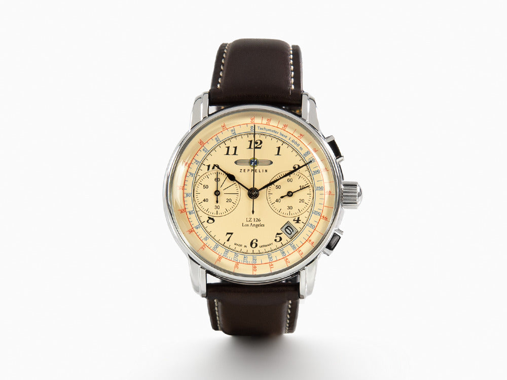 Reloj de Cuarzo Zeppelin LZ126 Los Angeles, Crema, 42 mm, Cronógrafo, 7614-5