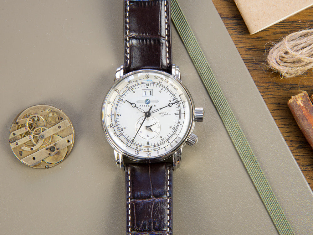 Reloj de Cuarzo Zeppelin 100 Years Zeppelin Ed. 1, Plata, 42 mm, GMT, 7640-1