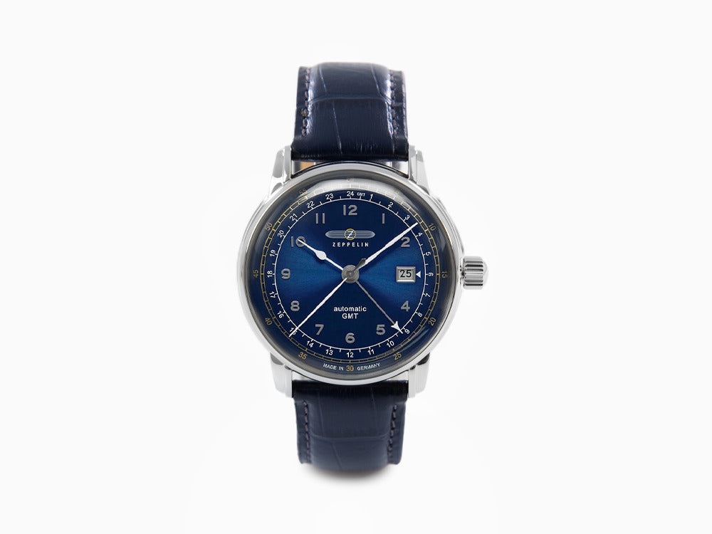 Reloj Automático Zeppelin LZ 129 Hindenburg, Azul, 42 mm, GMT, 7668-3