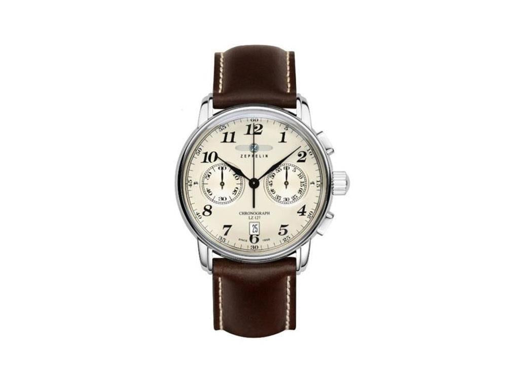 Reloj de Cuarzo Zeppelin LZ 127 Graf Zeppelin, Beige, 42 mm, Cronógrafo, 7678-5