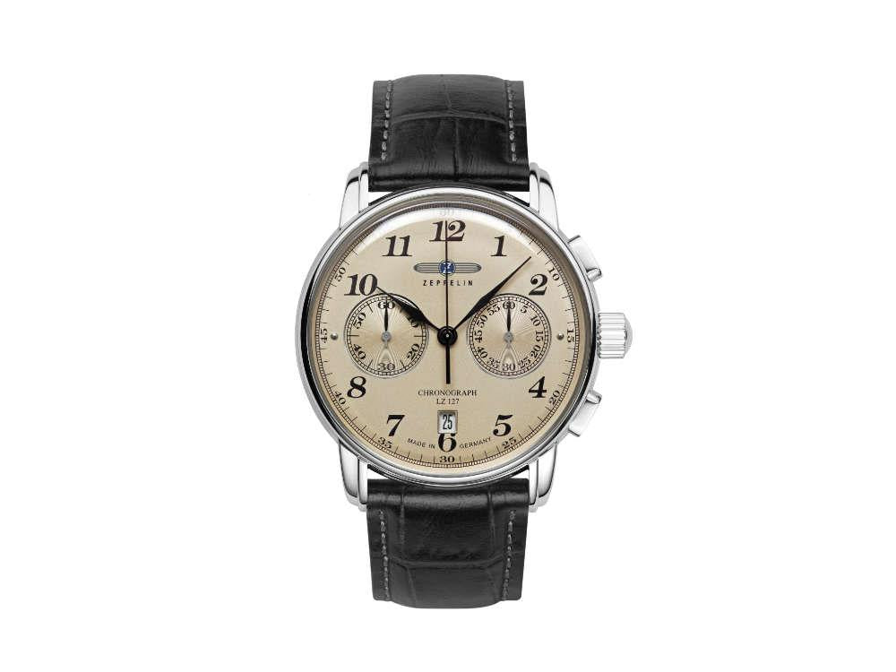 Reloj de Cuarzo Zeppelin LZ 127 Graf Zeppelin, Beige, 42 mm, Cronógrafo, 7678-5