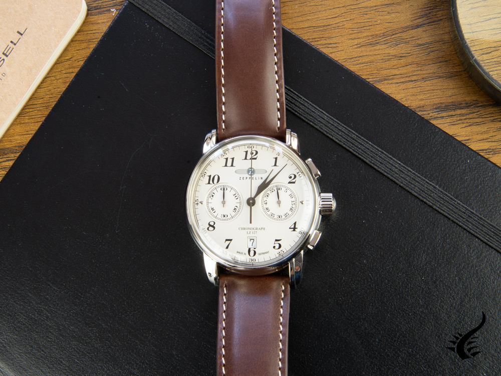 Reloj de Cuarzo Zeppelin LZ 127 Graf Zeppelin, Beige, 42 mm, Cronógrafo, 7678-5