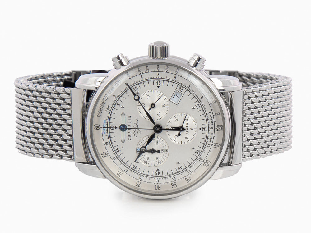 Reloj de Cuarzo Zeppelin 100 Years Zeppelin Ed. 1, Plata, 42 mm, Día, 7680M-1