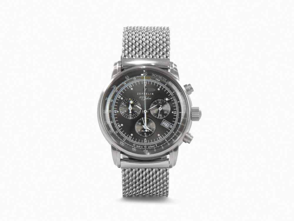 Reloj de Cuarzo Zeppelin 100 Years Zeppelin Ed. 1, Negro, 42 mm, Día, 7680M-2