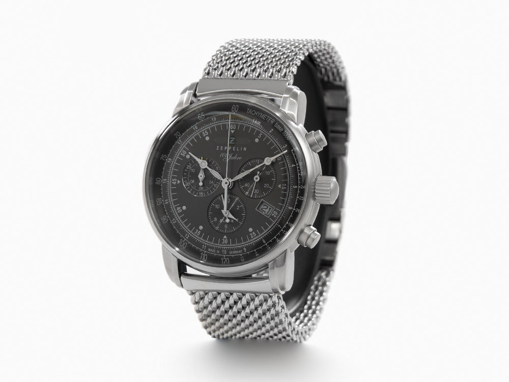 Reloj de Cuarzo Zeppelin 100 Years Zeppelin Ed. 1, Negro, 42 mm, Día, 7680M-2