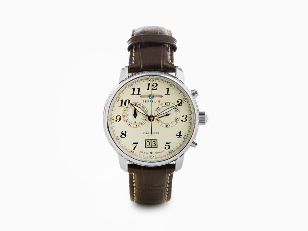 Reloj de Cuarzo Zeppelin LZ 127 Graf Zeppelin, Beige, 40 mm, Cronógrafo, 7684-5