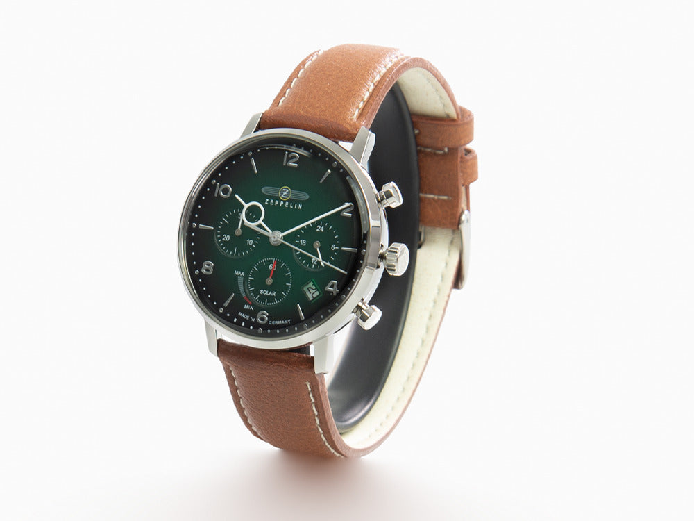 Reloj de Cuarzo Zeppelin LZ 129 Hindenburg, Verde, 41 mm, Día, Piel, 8086-4n