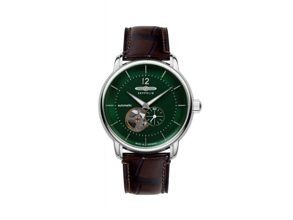 Reloj Automático Zeppelin LZ 120 Bodensee, Verde, 40mm, Correa de piel, 8166-4