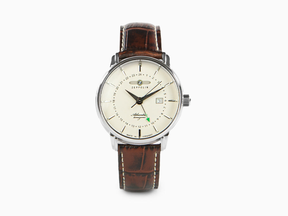 Reloj de Cuarzo Zeppelin Atlantic, Blanco, 41 mm, Día, Correa de piel, 8442-5