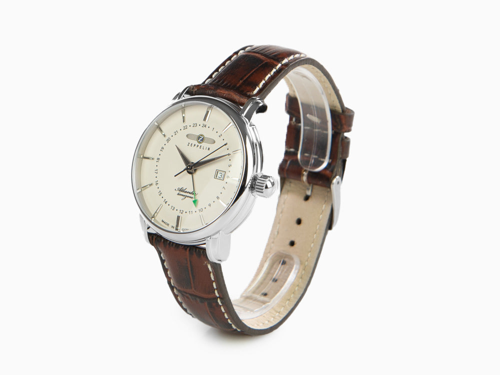 Reloj de Cuarzo Zeppelin Atlantic, Blanco, 41 mm, Día, Correa de piel, 8442-5