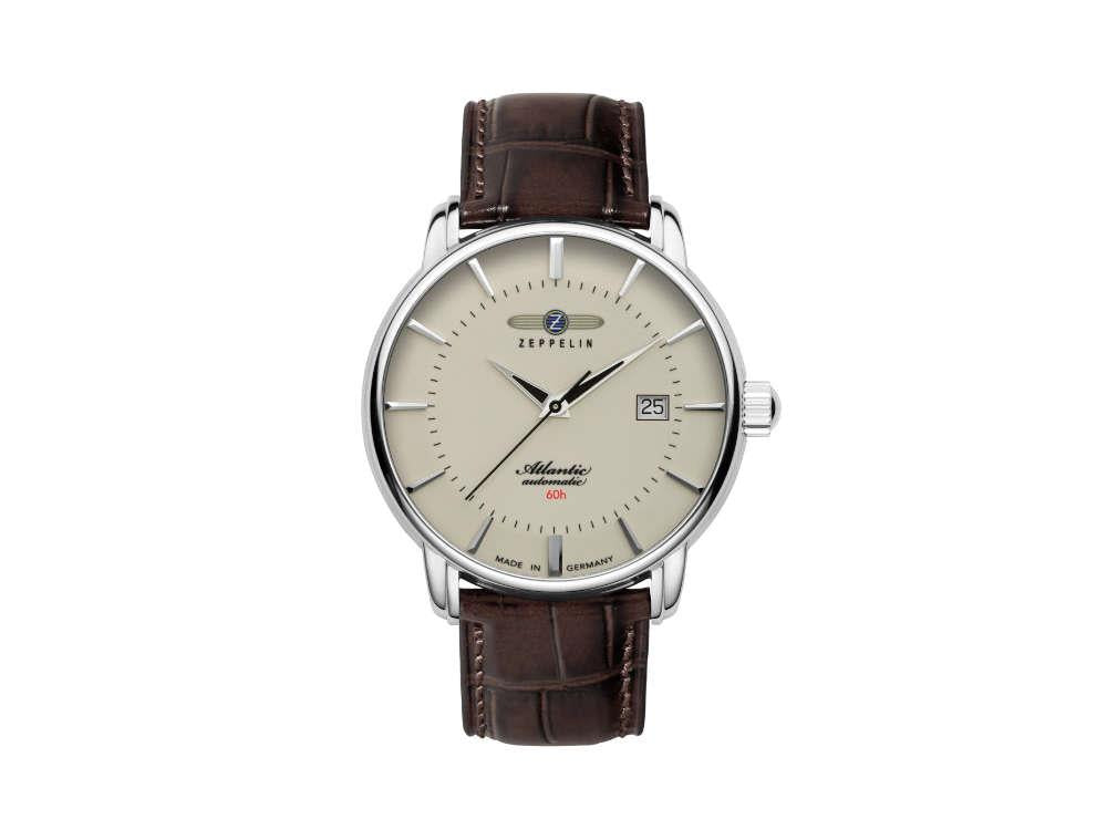 Reloj Automático Zeppelin Atlantic, Beige, 40 mm, Día, Correa de piel, 8460-5