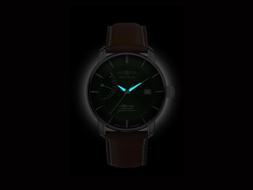 Reloj Automático Zeppelin Atlantic, Verde, 41 mm, Día, Correa de piel, 8462-4