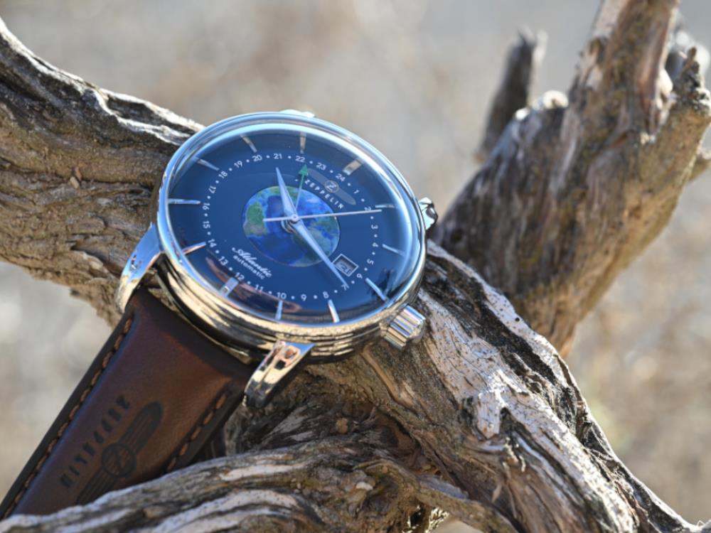 Reloj Automático Zeppelin Atlantic GMT, Azul, 42 mm, Día, Correa de piel, 8468-3