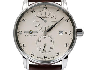Reloj Automático Zeppelin Captain Line, Blanco, 43 mm, Correa de piel, 8622-5