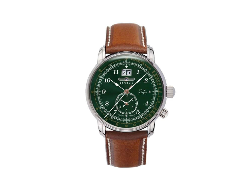Reloj de Cuarzo Zeppelin LZ126 Los Angeles, Verde, 42 mm, Pulsómetro, 8644-4