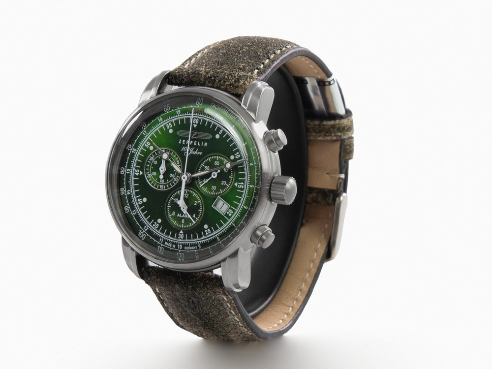 Reloj de Cuarzo Zeppelin 100 Years Zeppelin Ed. 1, Verde, 42 mm, Día, 8680-4