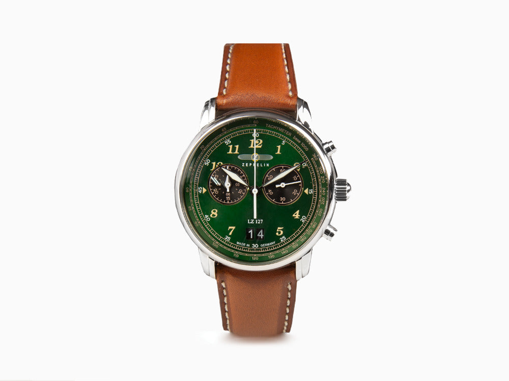 Reloj de Cuarzo Zeppelin LZ 127 Graf Zeppelin, Verde, 40 mm, Cronógrafo, 8684-4