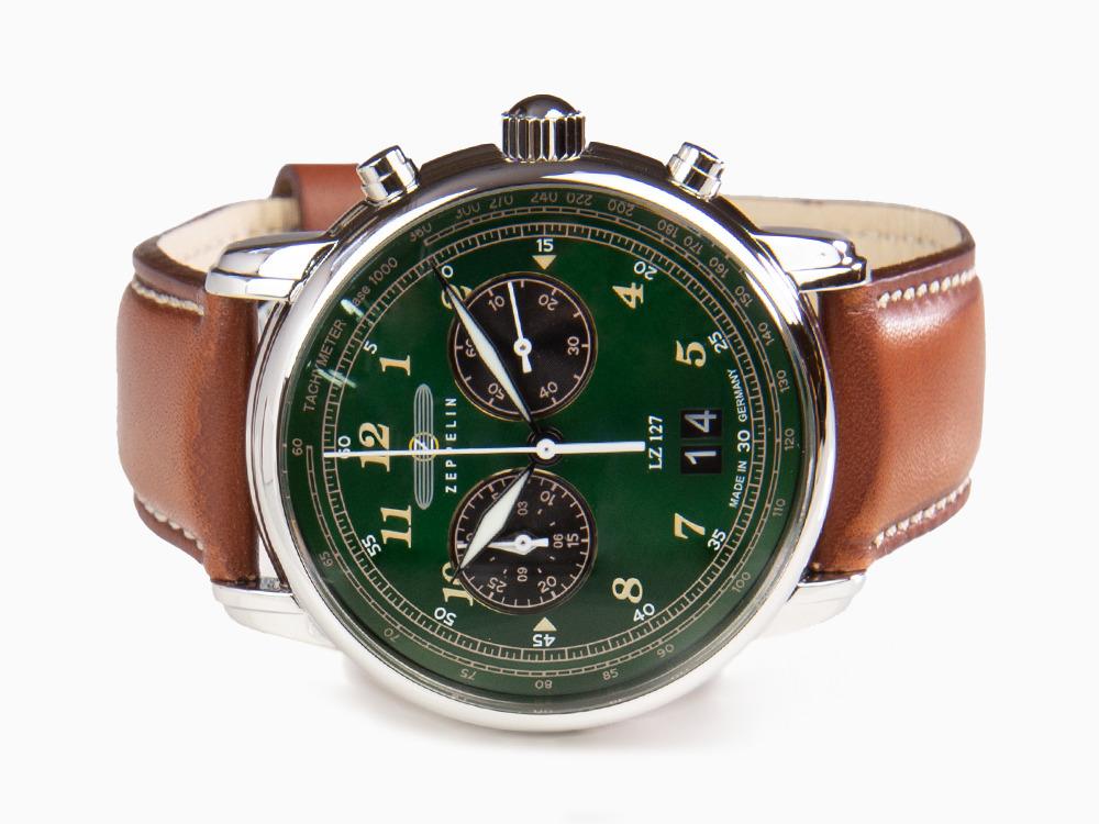 Reloj de Cuarzo Zeppelin LZ 127 Graf Zeppelin, Verde, 40 mm, Cronógrafo, 8684-4