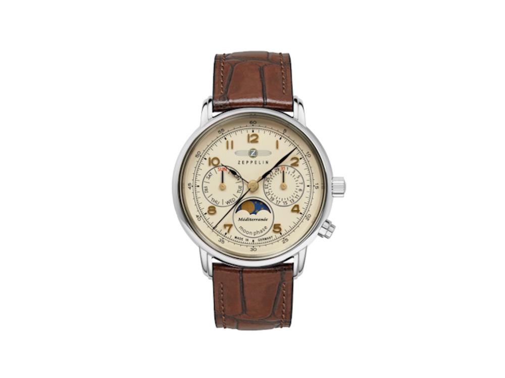 Reloj de Cuarzo Zeppelin Méditerranée, Beige, 36 mm, Día y fecha, 9637-5