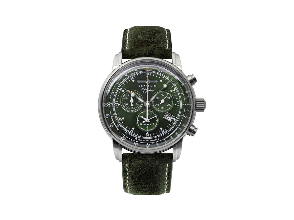 Reloj de Cuarzo Zeppelin 100 Years Zeppelin Ed. 1, Verde, 42 mm, Día, 8680-4