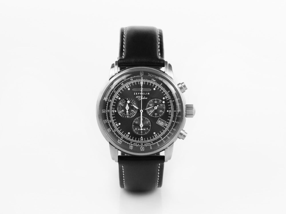 Reloj de Cuarzo Zeppelin 100 Years Zeppelin Ed. 1, Negro, 42 mm, Día, 7680-2